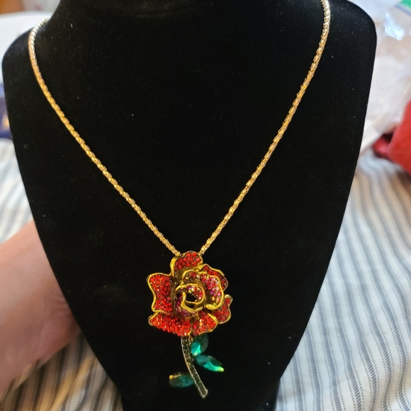 Betsey Johnson Jewelry - Rose Brooch Necklace